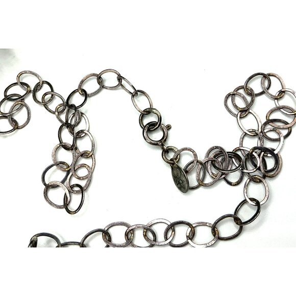 Iridescent Green Glass Pendant Necklace With Silver Chain - Picture 7 of 7